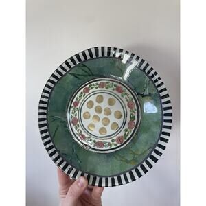 VTG Mackenzie Childs Circus Rose Plate 9” Hand Painted Rare Signed “MC-LTD”